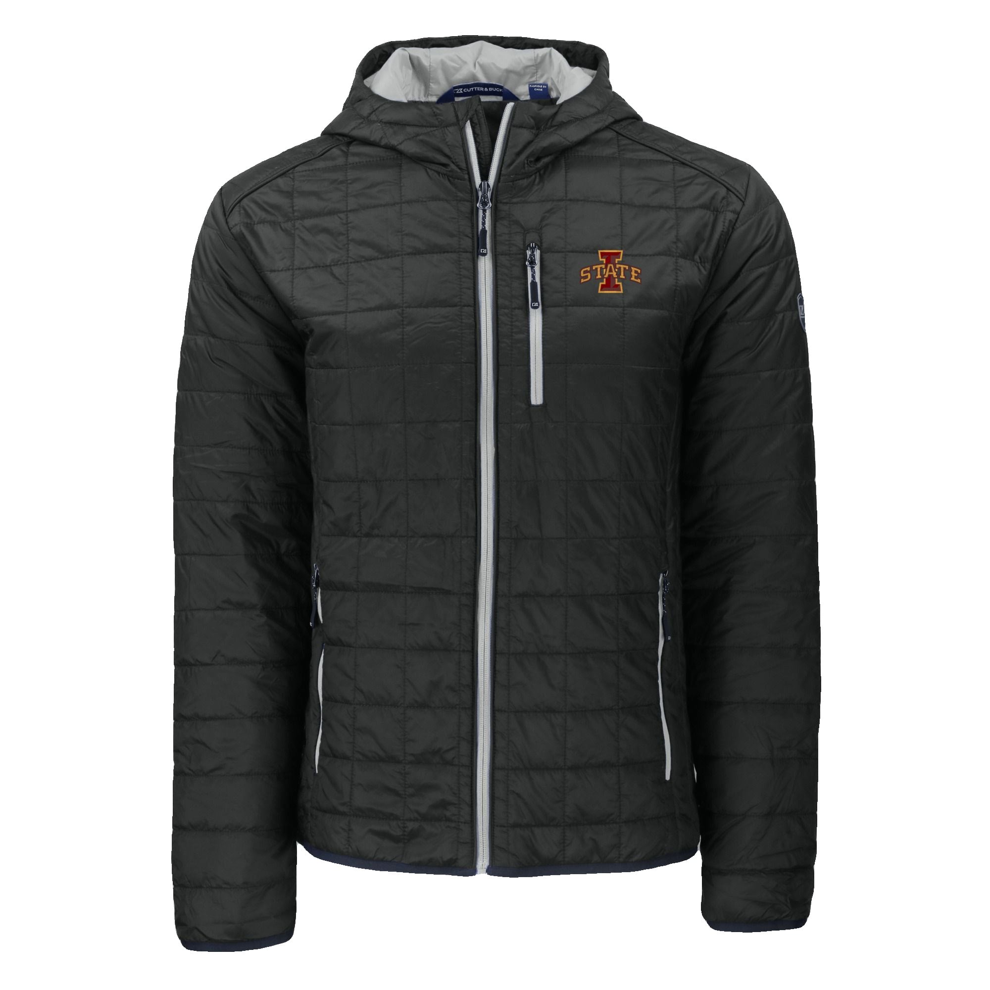 Men's Cutter & Buck  Black Iowa State Cyclones Rainier Eco PrimaLoft Hooded Full-Zip Jacket